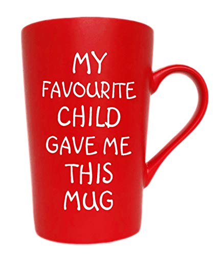 Funny Christmas Gifts My Favourite Child Gave Me This Mug, Best Dad and Mum Coffee Mug Gifts Father's Day and Mother's Day Present Idea from Daughter Son Kids, Red 12 Oz