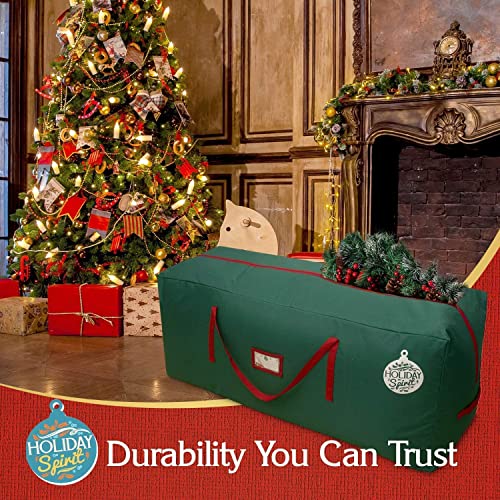 HOLIDAY SPIRIT Christmas Tree Storage Bag For Trees. Heavy-Duty 600D Oxford Material With Durable Reinforced Handles & Zipper, Waterproof Material Protects from the Elements (Green, Fits a 7.5FT Tree)