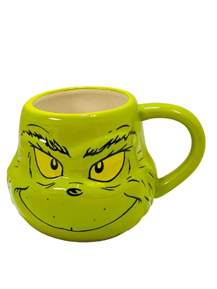 Divas World The Grinch 3D Face Coffee Mug-Tea Coffee Novelty Cup Gift-Merry Grinchmas-Dr Seuss-Christmas Xmas Stocking Filler