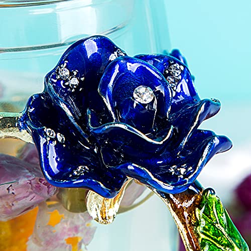 HUISHENG Enamels Butterfly Flower Tea Cup Sets, Glass Coffee Mugs, Valentines Christmas Birthday Graduation, Women Wife Her Mum Grandma Teacher Friend Present