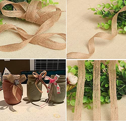 Hessian Ribbon 2.5cm Roll Jute Hessian Ribbon Natural Burlap Ribbon Linen Ribbon 10M Wedding Car Ribbon Christmas Ribbon for Gift Wrapping DIY Sewing Project Hair Bows Cake Decoration