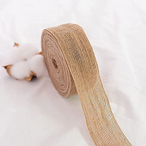 Hessian Ribbon 2.5cm Roll Jute Hessian Ribbon Natural Burlap Ribbon Linen Ribbon 10M Wedding Car Ribbon Christmas Ribbon for Gift Wrapping DIY Sewing Project Hair Bows Cake Decoration