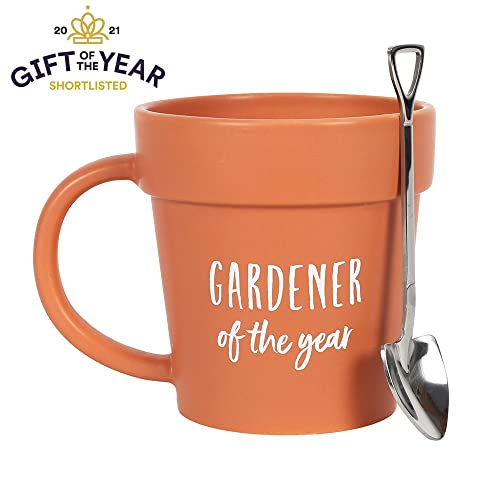 Plant Pot Gardener Mug, Coffee Mug with Shovel Spoon for Birthdays, Fathers Day, Mothers Day, Halloween, Christmas Gift