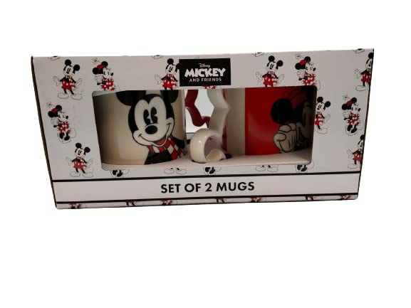 Disney Mickey & Minnie Mouse Printed Mug Pack of 2 Coffee Tea Christmas Gift for Disney Lover Gift Set