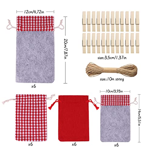 Zueyen 2022 Christmas Advent Calendar Kit, Make Your Own Advent Calendar, Lovely DIY Christmas Countdown Calendar Burlap Bag with Drawstring for Xmas Decorations