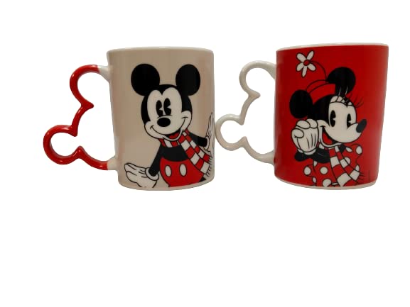 Disney Mickey & Minnie Mouse Printed Mug Pack of 2 Coffee Tea Christmas Gift for Disney Lover Gift Set
