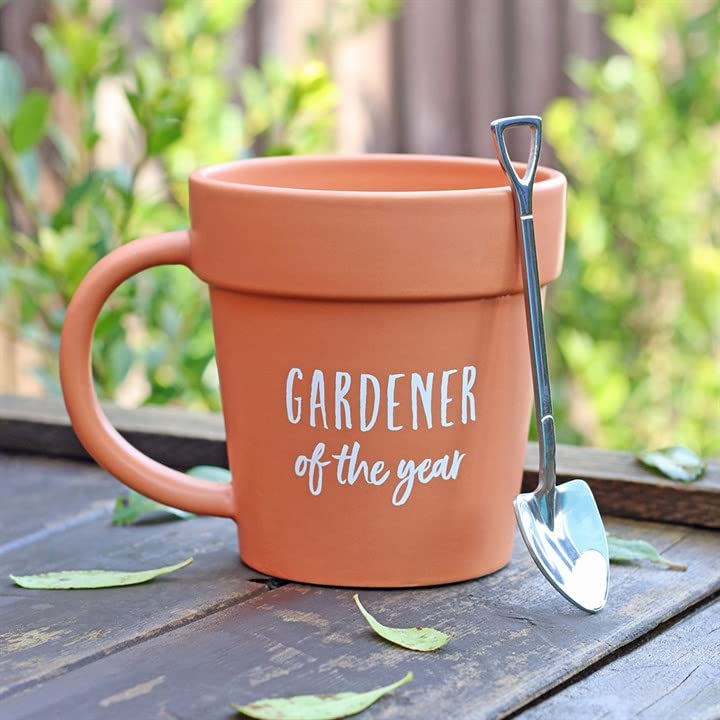 Plant Pot Gardener Mug, Coffee Mug with Shovel Spoon for Birthdays, Fathers Day, Mothers Day, Halloween, Christmas Gift