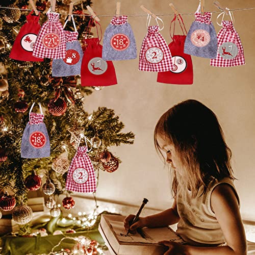 Zueyen 2022 Christmas Advent Calendar Kit, Make Your Own Advent Calendar, Lovely DIY Christmas Countdown Calendar Burlap Bag with Drawstring for Xmas Decorations