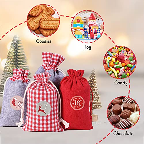 Zueyen 2022 Christmas Advent Calendar Kit, Make Your Own Advent Calendar, Lovely DIY Christmas Countdown Calendar Burlap Bag with Drawstring for Xmas Decorations
