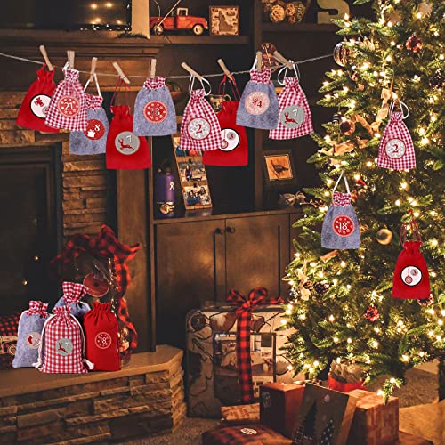 Zueyen 2022 Christmas Advent Calendar Kit, Make Your Own Advent Calendar, Lovely DIY Christmas Countdown Calendar Burlap Bag with Drawstring for Xmas Decorations