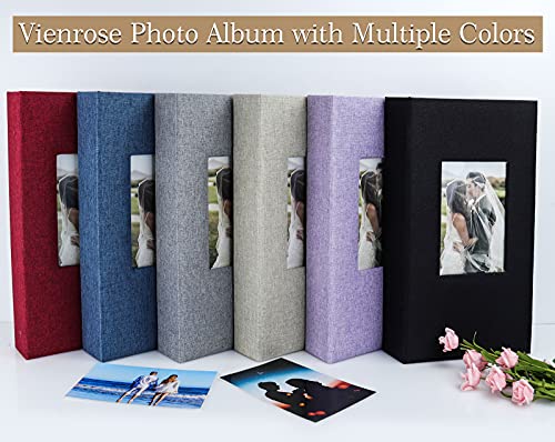 Vienrose 6x4 Photo Albums Slip In for 300 Photos Linen Cover Black Pages Photo Books Large Capacity Picture Albums for Valentine Wedding Christmas Birthday