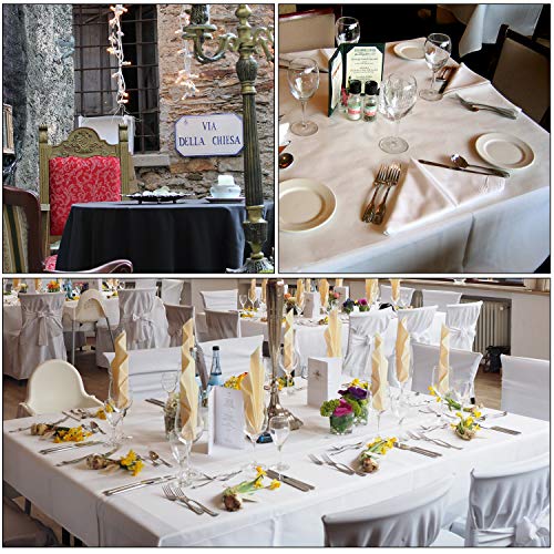 Trimming Shop White Square Polyester Tablecloth, 54" x 54" Premium Linen Table Cover, Washable Fabric Table Cloth for Dining Table, Banquet, Wedding, Christmas, Birthday, Parties, 1pc