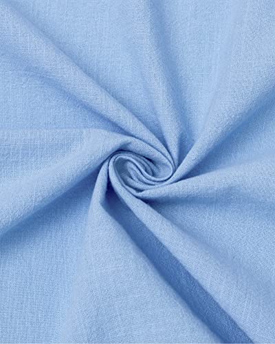 J.VER Men's Blue Short Sleeve Linen Shirt Regular Fit Lightweight Casual Cotton Summer Beach Shirt with Pocket M