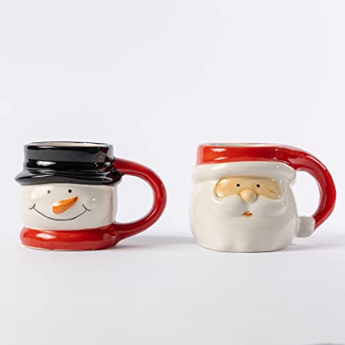 Christmas Mugs Sets of 2 with Santa and Snowman Novelty Design Hot Chocolate Tea Ceramic Coffee Mug Christmas Tableware Gifts