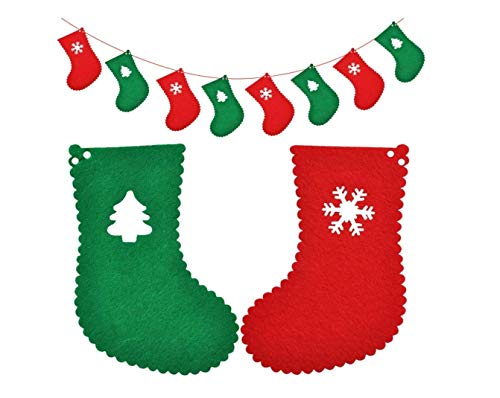 Felt Christmas Stocking Bunting Banner 24 PCS Advent Calendar Garland Banner with Ribbon for Xmas Fireplace Wall Christmas Tree Decoration