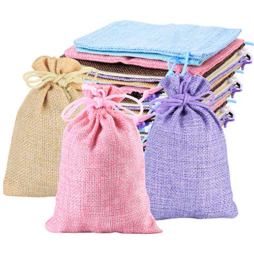 20PCS Jute Bag, Small Linen Cloth Bags, Colorful Lavender Sachet Gift Bag for Jewelry Wedding Banquet Christmas DIY Crafts (10x14cm, Random Colors)
