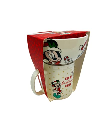 Disney Mickey & Minnie Mouse Breakfast Set Christmas Tea Cup Coffee Mug & Xmas Cereal Bowl Soup Bowls Gift Pack