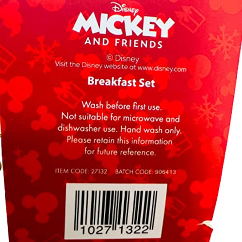 Disney Mickey & Minnie Mouse Breakfast Set Christmas Tea Cup Coffee Mug & Xmas Cereal Bowl Soup Bowls Gift Pack