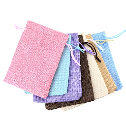20PCS Jute Bag, Small Linen Cloth Bags, Colorful Lavender Sachet Gift Bag for Jewelry Wedding Banquet Christmas DIY Crafts (10x14cm, Random Colors)