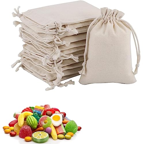 12Pcs Small Drawstring Bag Burlap Bags Burlap Gift Bags Cotton Drawstring Bag Biodegradable Reusable Fabric Bags Small Canvas Drawstring Bags Cotton for Candy DIY Craft Party and Festivals