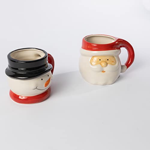 Christmas Mugs Sets of 2 with Santa and Snowman Novelty Design Hot Chocolate Tea Ceramic Coffee Mug Christmas Tableware Gifts