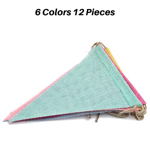 26ft/8m Bunting Outdoor Waterproof, 2 Strip Bunting Decorations Hessian Party Garden Triangle Flags Imitated Linen Burlap Supply for Christmas Wedding Birthday A7KBLHHF