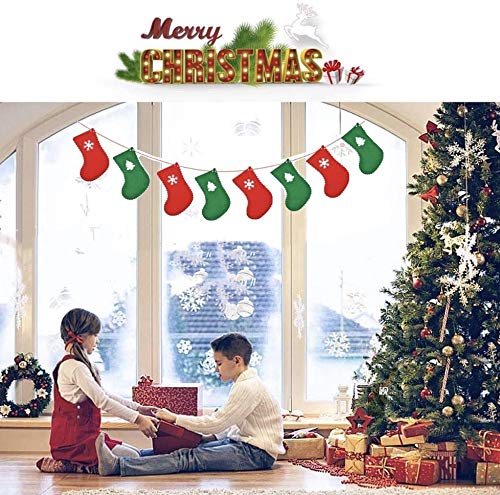 Felt Christmas Stocking Bunting Banner 24 PCS Advent Calendar Garland Banner with Ribbon for Xmas Fireplace Wall Christmas Tree Decoration