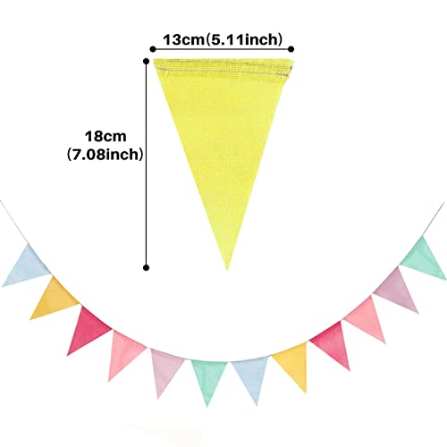 26ft/8m Bunting Outdoor Waterproof, 2 Strip Bunting Decorations Hessian Party Garden Triangle Flags Imitated Linen Burlap Supply for Christmas Wedding Birthday A7KBLHHF