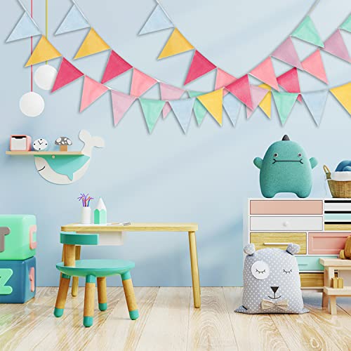 26ft/8m Bunting Outdoor Waterproof, 2 Strip Bunting Decorations Hessian Party Garden Triangle Flags Imitated Linen Burlap Supply for Christmas Wedding Birthday A7KBLHHF