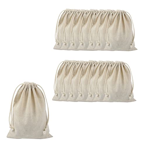 15pcs Cotton Drawstring Bags,Burlap Bags,Resusable Sack Gift Bags,Double Drawstring Cotton Cloth Bag for Small Jewelry Bracelet Beads Spice Gift Bags Christmas Party DIY Craft(8 * 10cm)