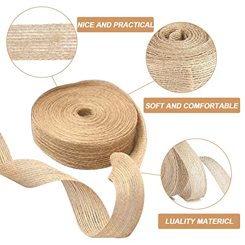 Hessian Ribbon, 2CM*23M Burlap Ribbons, Rustic Linen Ribbon Natural Ribbon Gift Decorative Ribbon for Craft, Wedding, Christmas Decor, Bouquet, Cake, Gift Wrapping