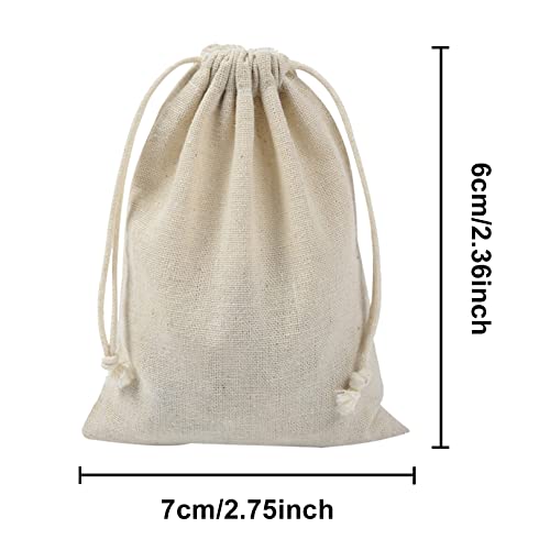 15pcs Cotton Drawstring Bags,Burlap Bags,Resusable Sack Gift Bags,Double Drawstring Cotton Cloth Bag for Small Jewelry Bracelet Beads Spice Gift Bags Christmas Party DIY Craft(8 * 10cm)