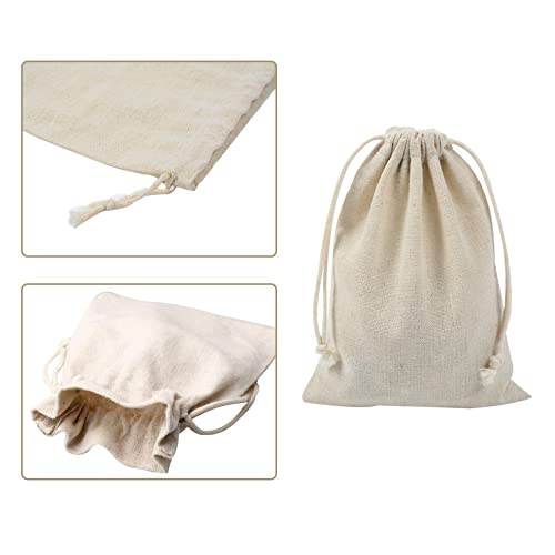 15pcs Cotton Drawstring Bags,Burlap Bags,Resusable Sack Gift Bags,Double Drawstring Cotton Cloth Bag for Small Jewelry Bracelet Beads Spice Gift Bags Christmas Party DIY Craft(8 * 10cm)