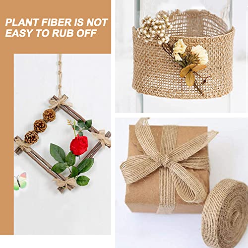 Hessian Ribbon, 2CM*23M Burlap Ribbons, Rustic Linen Ribbon Natural Ribbon Gift Decorative Ribbon for Craft, Wedding, Christmas Decor, Bouquet, Cake, Gift Wrapping