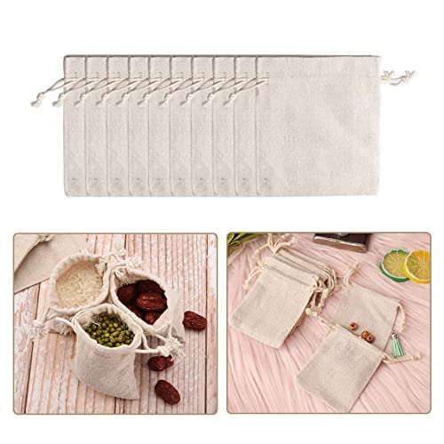 15pcs Cotton Drawstring Bags,Burlap Bags,Resusable Sack Gift Bags,Double Drawstring Cotton Cloth Bag for Small Jewelry Bracelet Beads Spice Gift Bags Christmas Party DIY Craft(8 * 10cm)