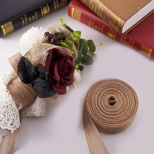 Hessian Ribbon, 2CM*23M Burlap Ribbons, Rustic Linen Ribbon Natural Ribbon Gift Decorative Ribbon for Craft, Wedding, Christmas Decor, Bouquet, Cake, Gift Wrapping