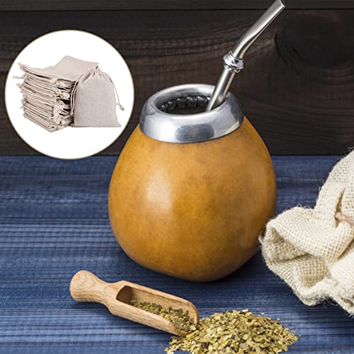 15pcs Cotton Drawstring Bags,Burlap Bags,Resusable Sack Gift Bags,Double Drawstring Cotton Cloth Bag for Small Jewelry Bracelet Beads Spice Gift Bags Christmas Party DIY Craft(8 * 10cm)