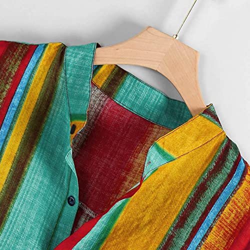 Cenlang Men's Cotton Linen Shirts Short Sleeve Summer Floral Button Down Hawaiian Shirt Relaxed-Fit Vintage Casual Beach Tops Red