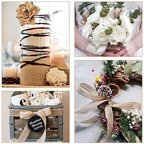 Hessian Ribbon, 2CM*23M Burlap Ribbons, Rustic Linen Ribbon Natural Ribbon Gift Decorative Ribbon for Craft, Wedding, Christmas Decor, Bouquet, Cake, Gift Wrapping