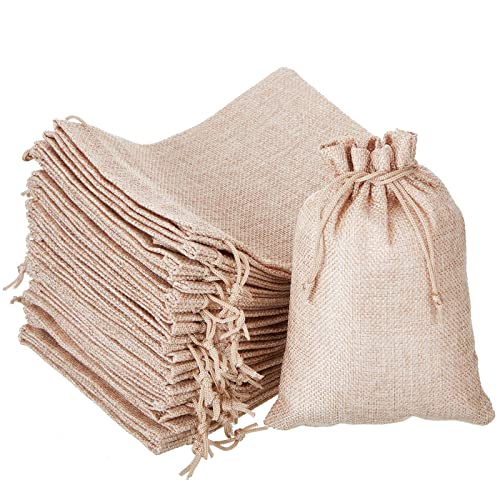 Daucin 30 Pcs Drawstring Burlap Bags, 13 x 18 cm Wedding Sacks Linen Sack Resusable Jute Gift Bags for Wedding Party Birthday DIY Craft Halloween Christmas