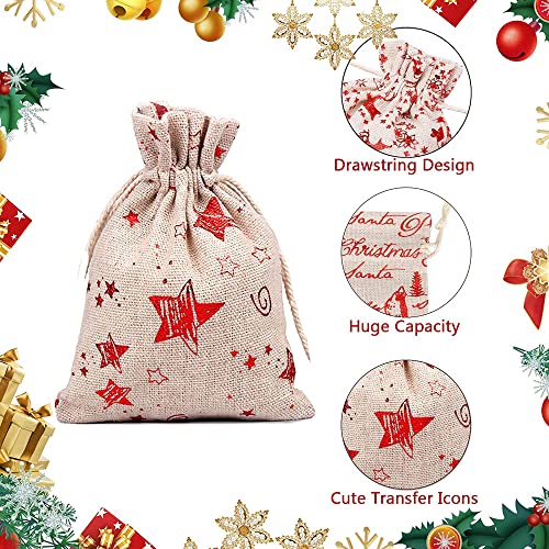 24 Christmas Advent Calendar Bags, Christmas Countdown Hanging Advent Calendar Bags Advent Bags with Drawstring, Resusable for Christmas, Diy Craft Padding