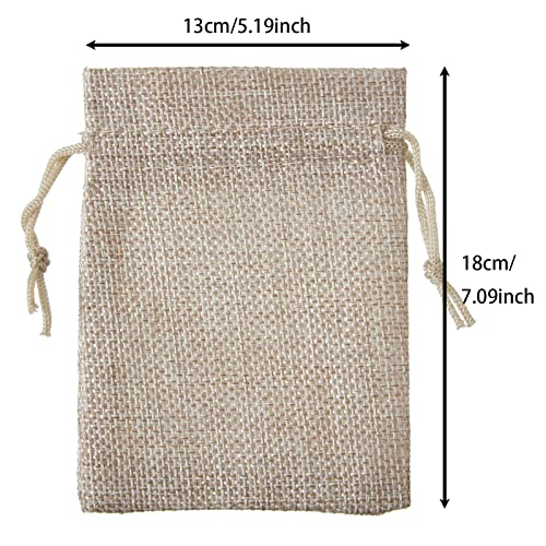 Daucin 30 Pcs Drawstring Burlap Bags, 13 x 18 cm Wedding Sacks Linen Sack Resusable Jute Gift Bags for Wedding Party Birthday DIY Craft Halloween Christmas