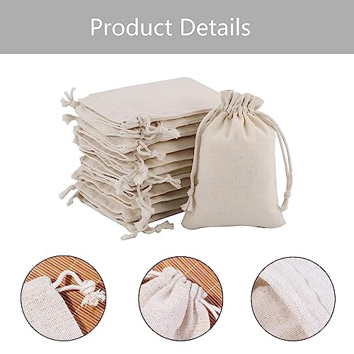 12Pcs Small Drawstring Bag Burlap Bags Burlap Gift Bags Cotton Drawstring Bag Biodegradable Reusable Fabric Bags Small Canvas Drawstring Bags Cotton for Candy DIY Craft Party and Festivals