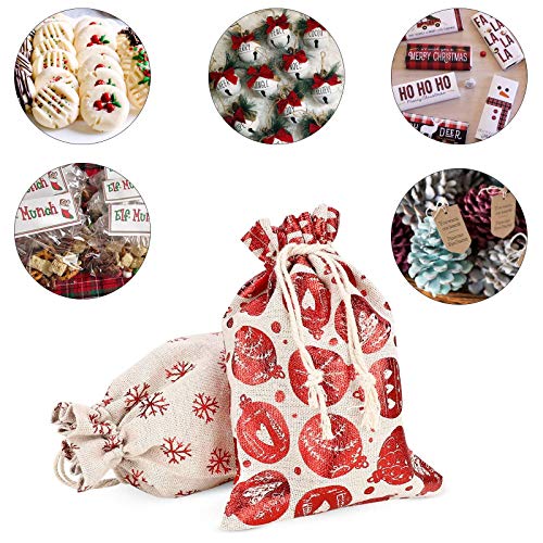 HUSZZM 24 Pcs Christmas Burlap Bags Small Gift Bag to Fill DIY Advent Calendar Bags Tree Hanging Hessian Sacks with Drawstring Linen Gift Pouches for Xmas Wedding Birthday Kids Party Favour Supplie