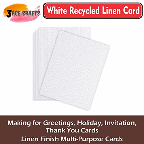 3 Ace Crafts 100 sheets of A4 White Card Linen 300gsm, A4 Thick Paper for School Arts and Craft, Printing Sheet, Card Making, Wedding Invitations, Christmas, Birthday Cards, Drawing & Crafting
