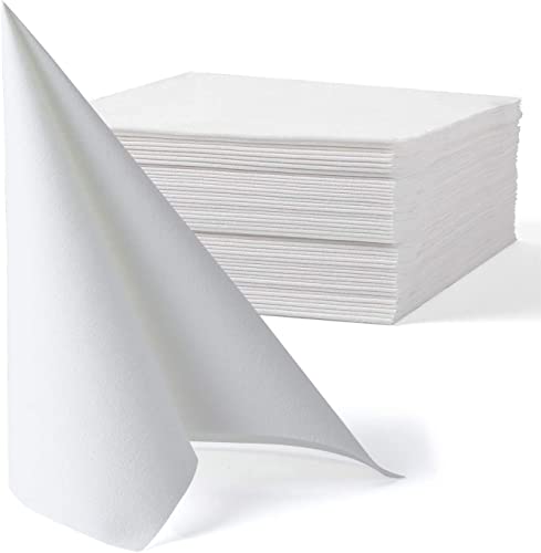 MORGIANA 50PCS Line Feel Paper Napkins, Linen Feel Napkins, White Disposable Napkins, Linen Feel Napkins Disposable for Wedding, Party, Birthday, Dinner, Halloween, Thanksgiving, Christmas(40 x 40)