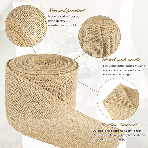 G2PLUS 8CM Jute Burlap Ribbon - 10M Rustic Hessian Ribbon - Craft Jute Band for Decorating Wedding Gifts and Christmas Wreaths Project