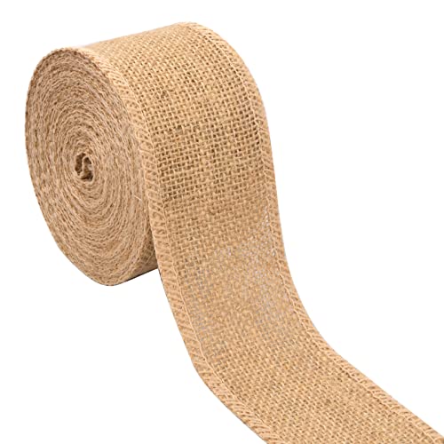 10M*6CM Burlap Ribbon Jute, Natural Ribbon Roll, Jute Burlap Craft Ribbon, Craft Jute Linen Ribbon for Gift Wrapping Decoration Wedding Christmas Parties Table