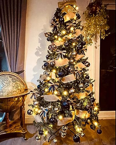 G2PLUS 8CM Jute Burlap Ribbon - 10M Rustic Hessian Ribbon - Craft Jute Band for Decorating Wedding Gifts and Christmas Wreaths Project