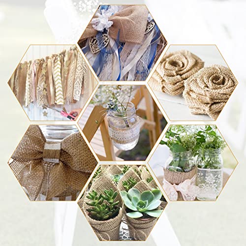 G2PLUS 8CM Jute Burlap Ribbon - 10M Rustic Hessian Ribbon - Craft Jute Band for Decorating Wedding Gifts and Christmas Wreaths Project